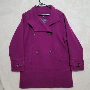 Andrew Marc Womens Coat Sz 6 Wool Double Breasted Peacoat Purple 75022